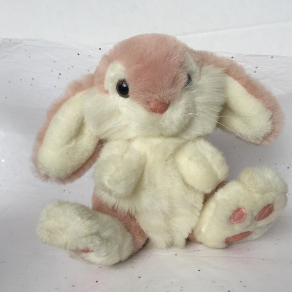 Vintage Chosun Intenational Pink White Bunny Plush Stuffed Animal 7" Floppy Ears - Picture 7 of 12